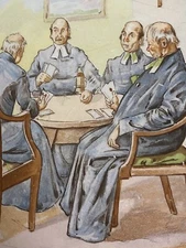 Antique BRIDGWOOD & Son England STRICT WHIST PORCELAIN PLATE 10.3" CATHOLIC RARE