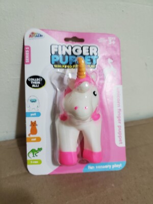Pink White Unicorn Finger Puppet Walking Fidget Fun Series Pretend Play 