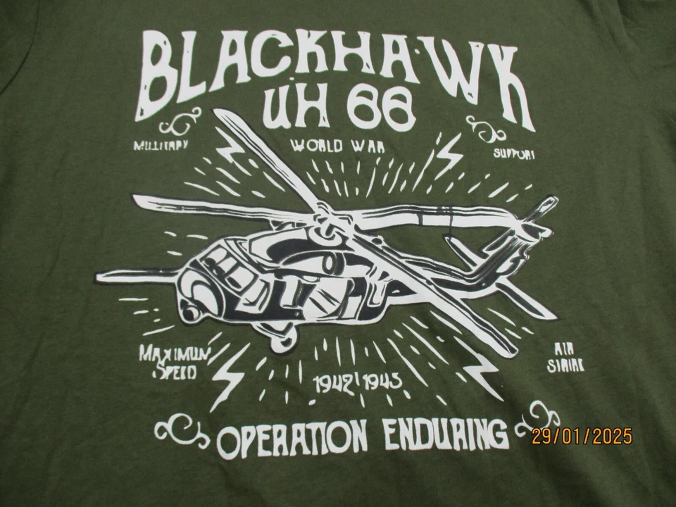 Camiseta Black Hawk UH-66 Grande Algodón Cuello Redondo Manga Corta Gráfico Camiseta Verde Foto 4 de 4