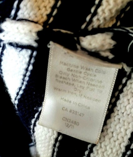 Talbots Pullover OP Strickjacke dunkelblau weiß gestreift Maritim Militär Strand - Bild 4 von 7
