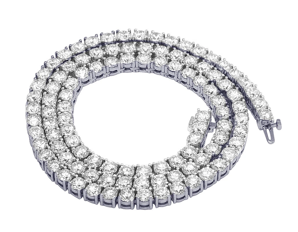 40 pointer 14k White Gold 4 Prong Set Real Diamond Tennis Chain 5MM 18