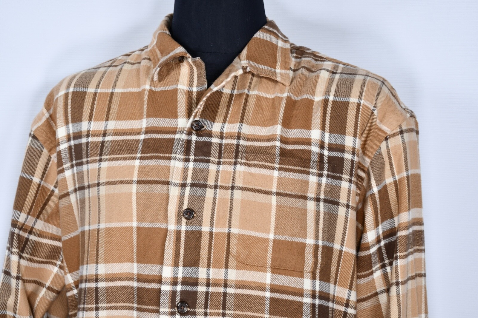 Polo Ralph Lauren Brushed Flannel Checked Shirt Khaki/Brown size L thumbnail 3