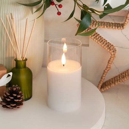 EMBER™ LED Candle Light Flameless Flickering Wax Hurricane Glass Battery Powered - Picture 22 of 46