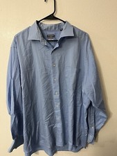 Van Heusen Flex Mens Button Up Shirt Sz Large 18 Long Sleeve Regular Fit Solid