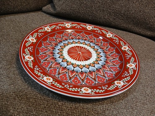 Pottery Barn - Red Mezze - Geometric Floral - Dinner Plate
