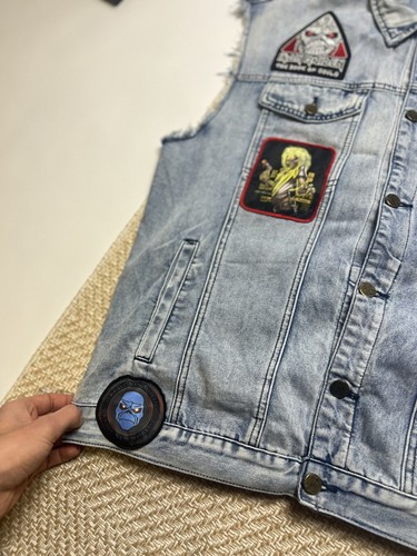 Iron Maiden Patched Studded Mens Vest Size XL - Picture 2 of 14