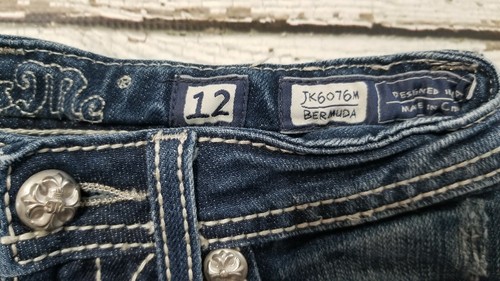 MISS ME Girls Denim Bermuda Length Jean Shorts - Size 12 - JK6076M Bermuda EUC - Picture 7 of 7