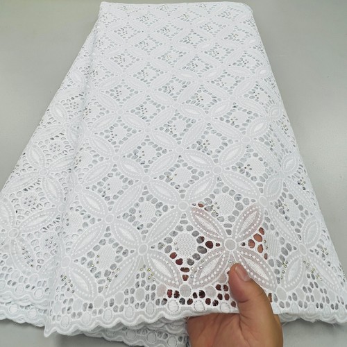 YQOINFKS Embroidery Mesh Textile Stones Swiss Voile Lace 5Y Cotton Fabric Sewing - Picture 7 of 13