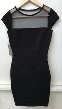 Lulus Mesh Yoke And Back Cap Sleeve Black Bodycon Bless This Mesh Dress S NWT