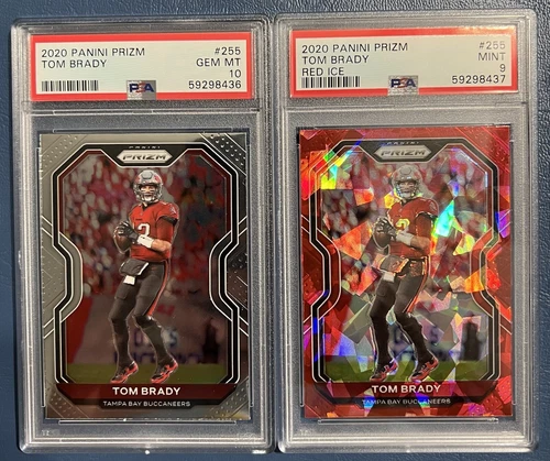 2020 Tom brady panini prizm Lot(2) psa 10 and Red Ice Prizm psa 9 #255
