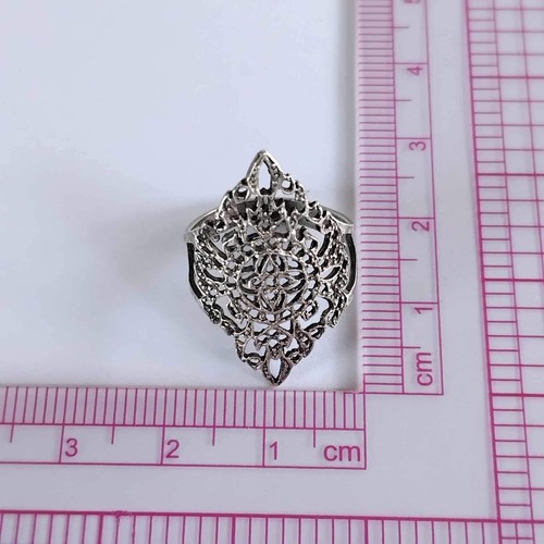 Anillo de plata 92,5% anillo de cóctel hecho a mano diseño original joyería talla 9 - Imagen 8 de 14