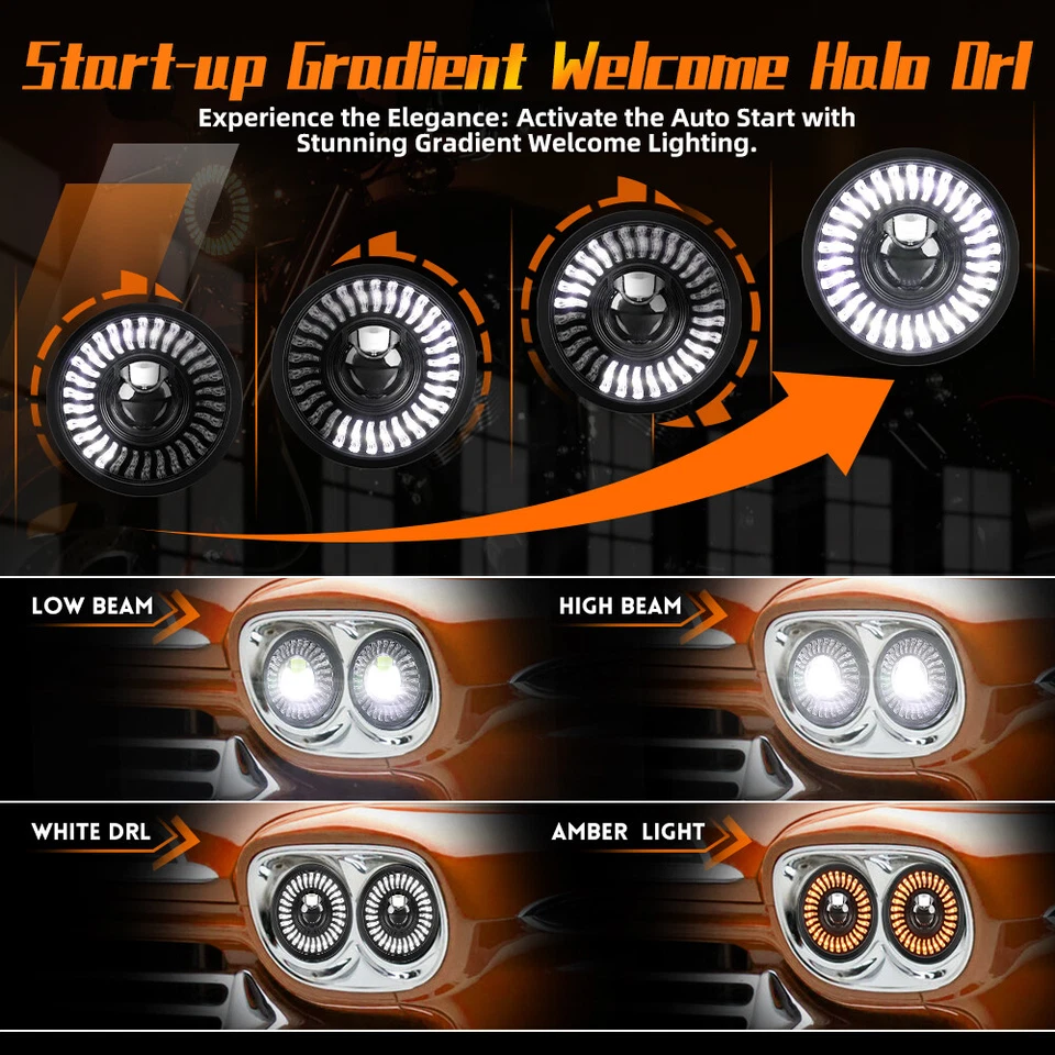 Faros LED de arranque alto/bajo Halo DOT 4 piezas para Buick Electra Wildcat 5,75" 5-3/4" Foto 4 de 4