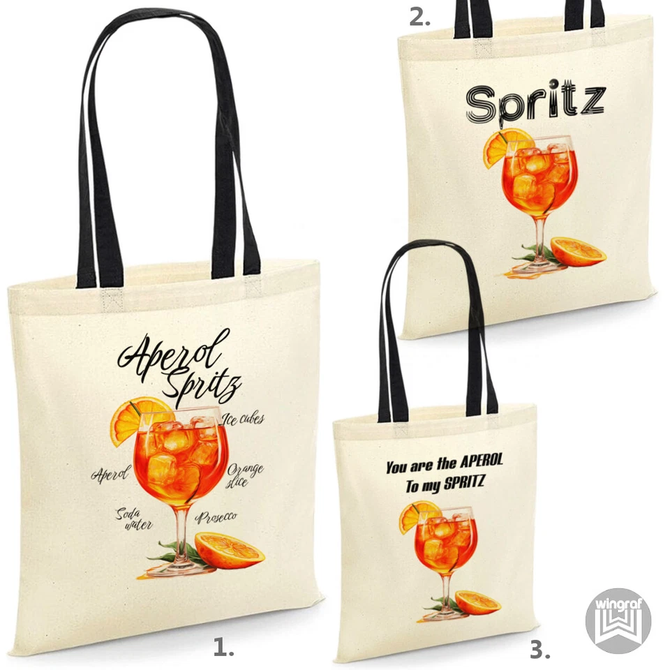 WINGRAF Aperol Spritz Tote Bag Beach Holiday gift Travel Shoulder Shopping eco Handbag