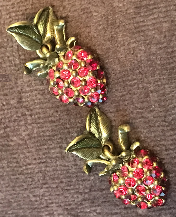 Pendientes Disfraz Shelley Cooper Dulce Romance Cristal Latón Fresa Perforados Y Foto 3 de 4