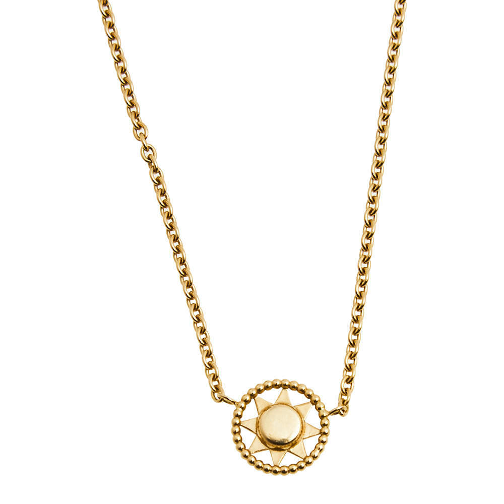 dior cigarette necklace EUC Dior Rare Rose Des Vents Diamond 18K Yellow Gold Pendant Necklace Dior  Pouch