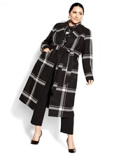 City Chic Cream Checkmate Coat