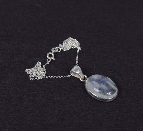 Pendentif Argent Massif - Collier Chaîne - Motif Noir Et Blanc - Bijou Occasion