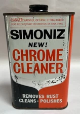 Vtg Antique Simoniz Chrome Metal Cleaner Tin Advertising Can Container (A5)