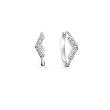 925 Sterling Silver CZ V Shape Small Huggie Hoop Earrings