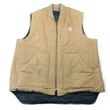 Carhartt VQ196 Duck Canvas Vest XLT Tan Quilt Lined USA Vintage Union 80s Rugged