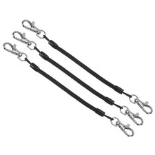 3 Pcs 5" Plastic Retractable Coil Spring Keychain Strap Lobster Clasps Black