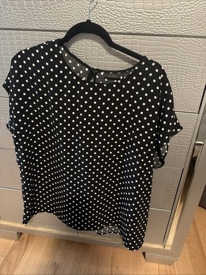 Halogen Black And White Polka Dot Blouse XXL