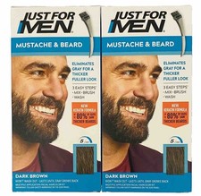 Just For Men M-45 DARK BROWN Mustache  Beard Brush In  2 pack  Blue