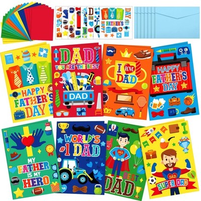 48 Set Father's Day Card Making Kits DIY Father's Day Craft with Stickers and...