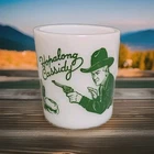 VTG 50s Hopalong Cassidy TV Milk Glass Green White Coffee Mug Collectible EUC