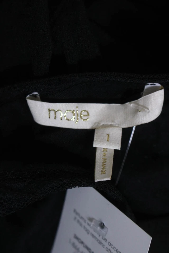 Vestido para mujer Maje negro con ribete de encaje cuello en V sin mangas línea A talla 1 Foto 4 de 4