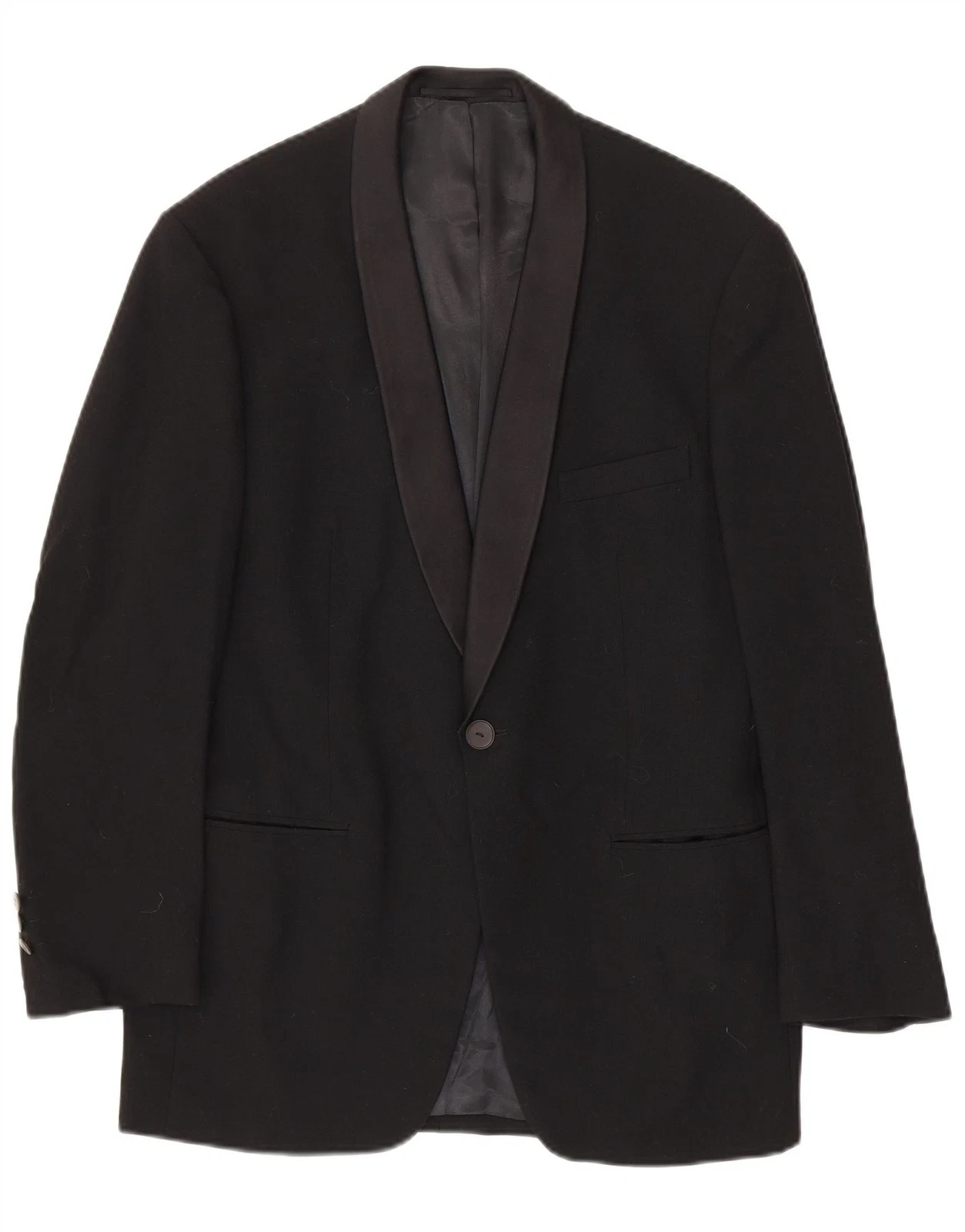 TLAPA Mens 1 Button Blazer Jacket UK 38 Medium Black Virgin Wool UE20