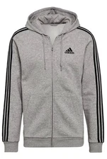 New Adidas Men Essentials Fleece 3-Stripes Full-Zip Hoodie Gray Heather