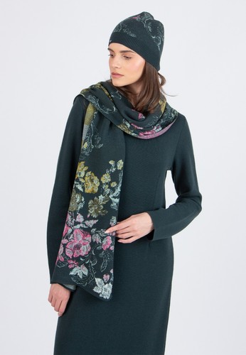 IVKO sciarpa foulard lana wool verde verde beige crema grigio camouflage 242780 - Foto 7 di 10