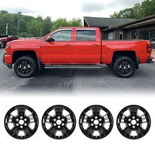 18'' Wheel Wheel Skins Black Lacquer Hubcaps For 2014-2018 Chevy Silverado 1500