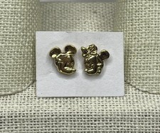 Disney Mickey Minnie Mouse Earrings Gold Plated Over Sterling Stud Earrings