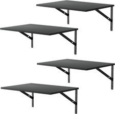Black Floating Wall Shelves Set of 4 Deep Wood Shelves for Bathroom Kitchen