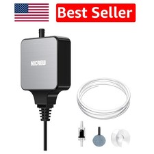 Compact Nano Silent Air Pump - Ideal for 10 Gallon Freshwater & Saltwater Tanks