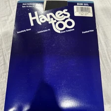 Hanes Too Pantyhose Barely Black #117 Size AB Non-Control Top Sheer