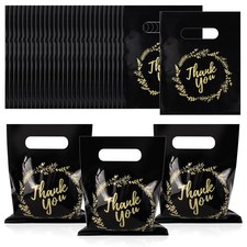 BadenBach 100-Pack Small Thank You Bags, 8" x 6", Black