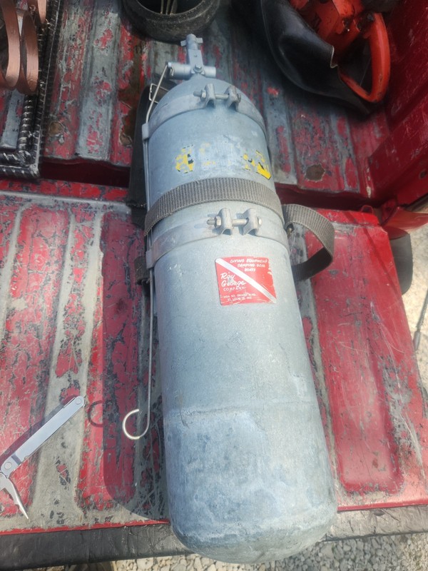 VINTAGE ALUMINUM SCUBA DIVING TANK DACOR VALVE ROY GEORGE ST LOUIS