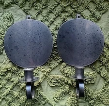 2 Vintage Candle Wall Sconces Brushed Nickel Metal Arts And Crafts Americana 10"