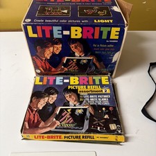 Vintage Lite Brite Original Box With Pegs and Picture Assortments 1981 works