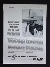 Original 1957 Advert Napier Eland Turboprop Aircraft Engine Maintenance