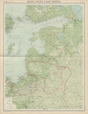Baltikum. Ostpreußen. Ungelöste Grenzen. Estland Lettland. TIMES 1922 Karte