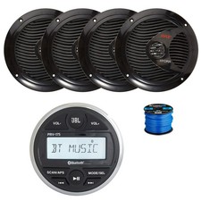 JBL Marine Gauge BT Stereo Receiver, 4X 6.5" 150W Speakers Black w/ Wire