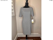 Calvin Klein Women's  Gingham Sheath Dress With Open On The Back  Size 10