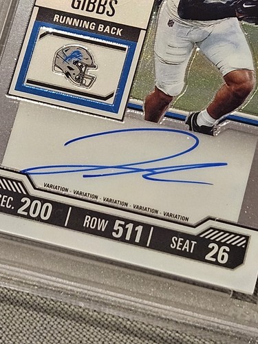 2023 JAHMYR GIBBS CONTENDERS OPTIC VARIATION AUTO #112 SSP RC PSA 9 - Bild 4 von 4