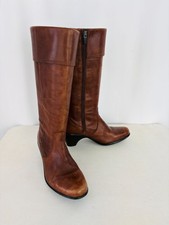 Dansko Ris Knee-High Heeled Brown Leather Boots Women's EU Sz 40