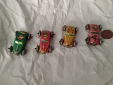 Vintage Japan Mini Tin Lithograph Litho Cars - 4 Piece SUPER RARE LOT 1950's 