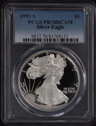 Photo of a 1992-S American Silver Eagle Proof from an eBay listing that sold on Jul 23, 2026